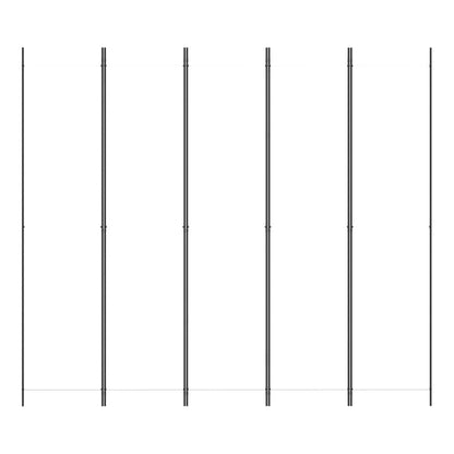 5Dílný Paraván Bílý Textil Bílá