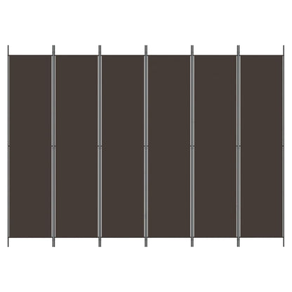 6Dílný Paraván Hnědý Textil Hnědá