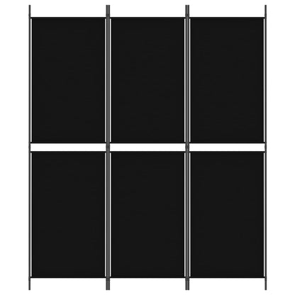 3Dílný Paraván Bílý Textil Černá