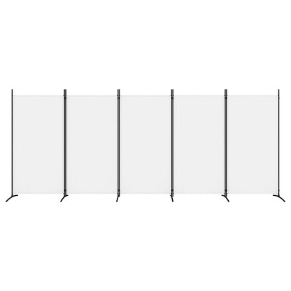 5Dílný Paraván Bílý Textil