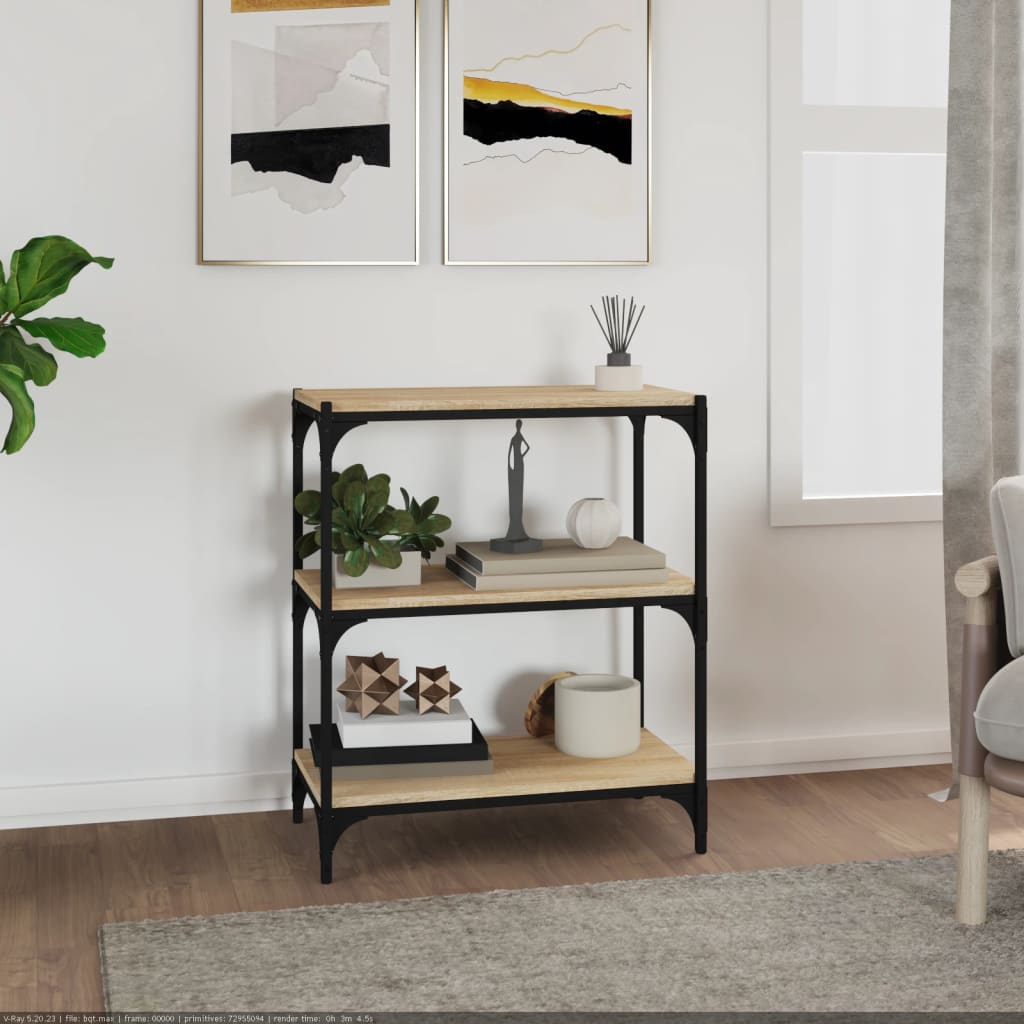 Knihovna 80X33X70,5 Cm Kompozitní Dřevo A Ocel Dub Sonoma