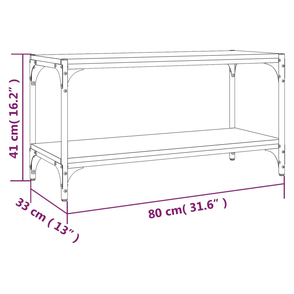 Tv Skříňka 80 X 33 X 41 Cm Kompozitní Dřevo A Ocel