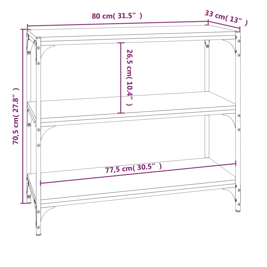 Knihovna 80X33X70,5 Cm Kompozitní Dřevo A Ocel Dub Sonoma