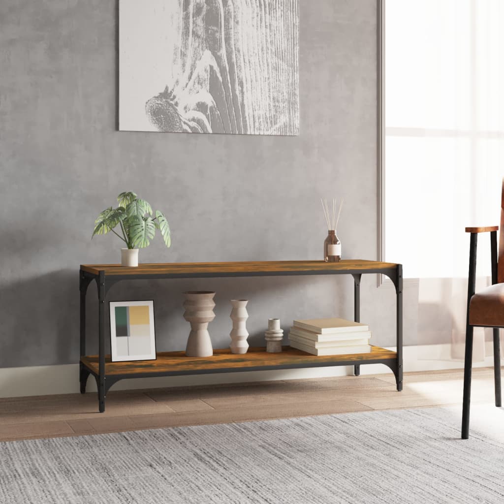 Tv Skříňka Kouřový Dub 100 X 33 X 41 Cm Kompozitní Dřevo A Ocel