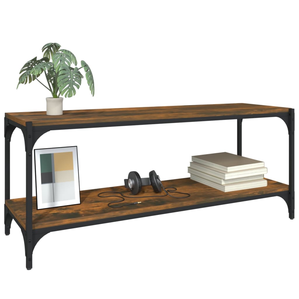 Tv Skříňka Kouřový Dub 100 X 33 X 41 Cm Kompozitní Dřevo A Ocel