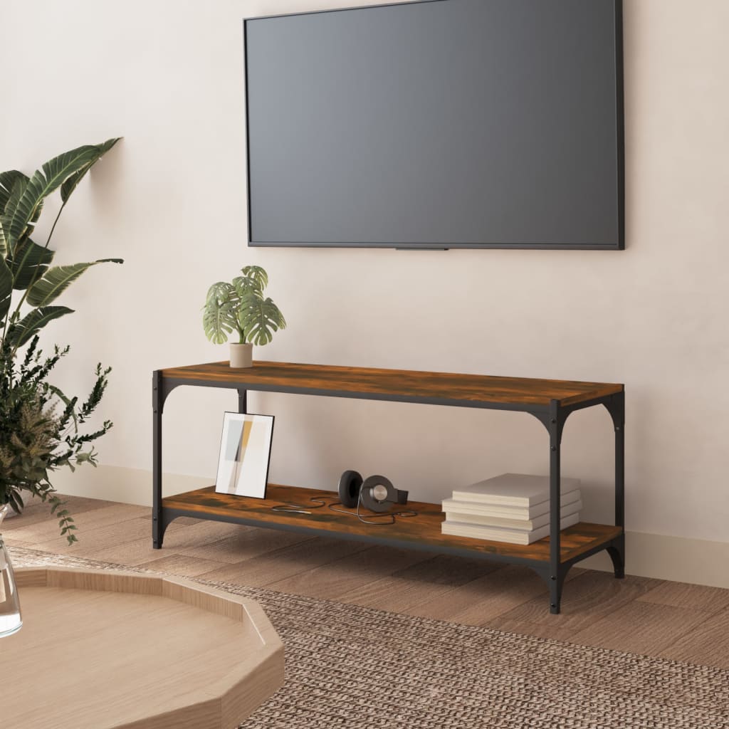 Tv Skříňka Kouřový Dub 100 X 33 X 41 Cm Kompozitní Dřevo A Ocel