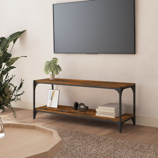 Tv Skříňka Kouřový Dub 100 X 33 X 41 Cm Kompozitní Dřevo A Ocel