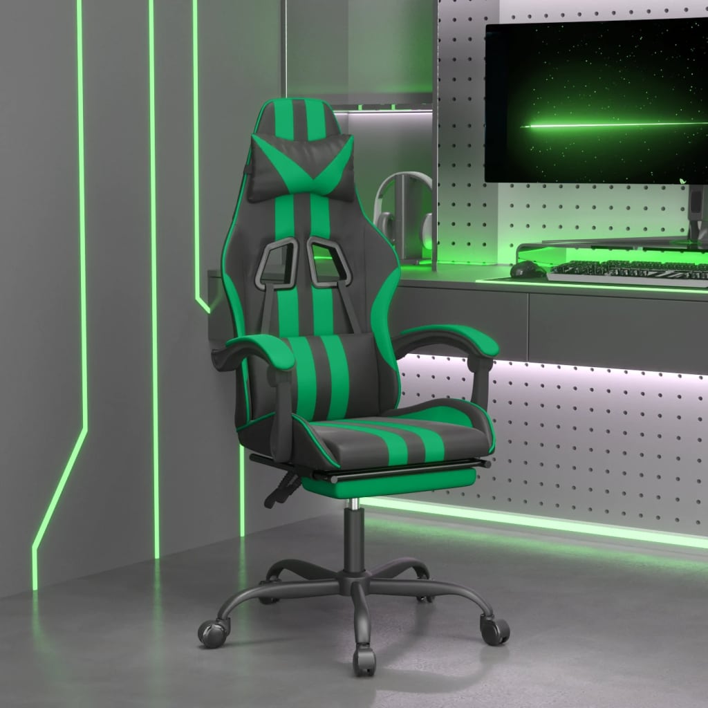 Otočná Herní Židle Černá A Zlatá Umělá Kůže