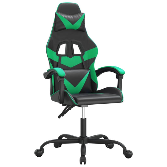 Otočná Herní Židle Černá A Zelená Umělá Kůže