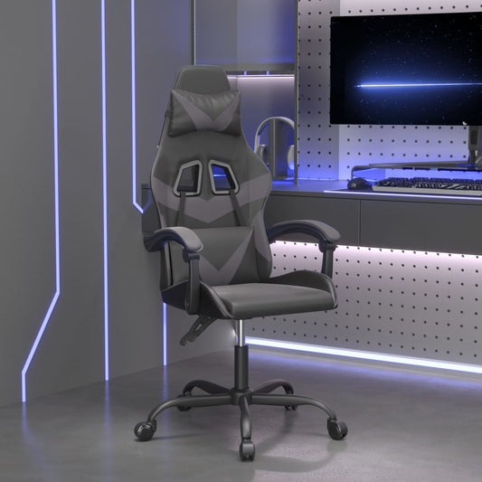 Otočná Herní Židle Černá A Šedá Umělá Kůže