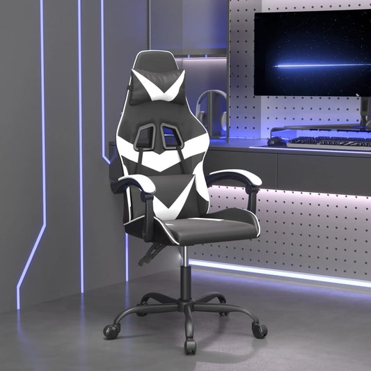 Otočná Herní Židle Černá A Bílá Umělá Kůže