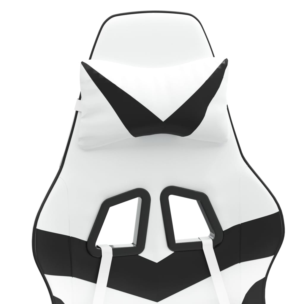 Otočná Herní Židle Bílá A Černá Umělá Kůže