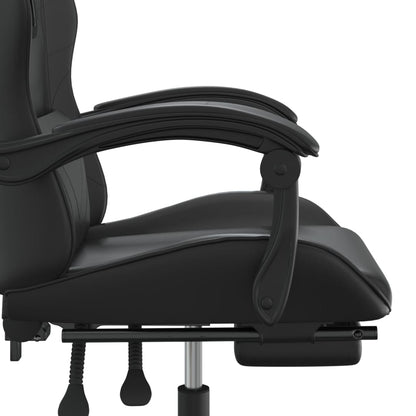 Otočná Herní Židle S Podnožkou Černá Umělá Kůže