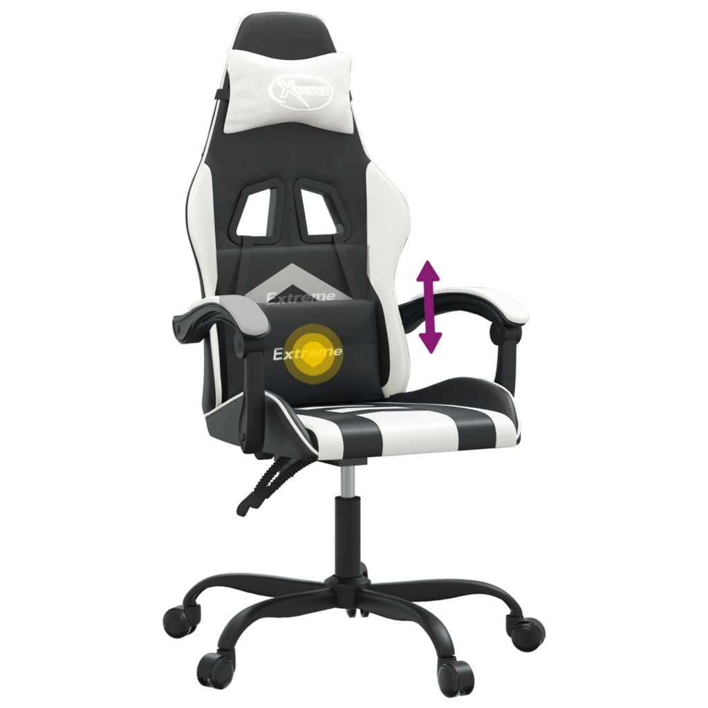 Otočná Herní Židle Černá A Bílá Umělá Kůže