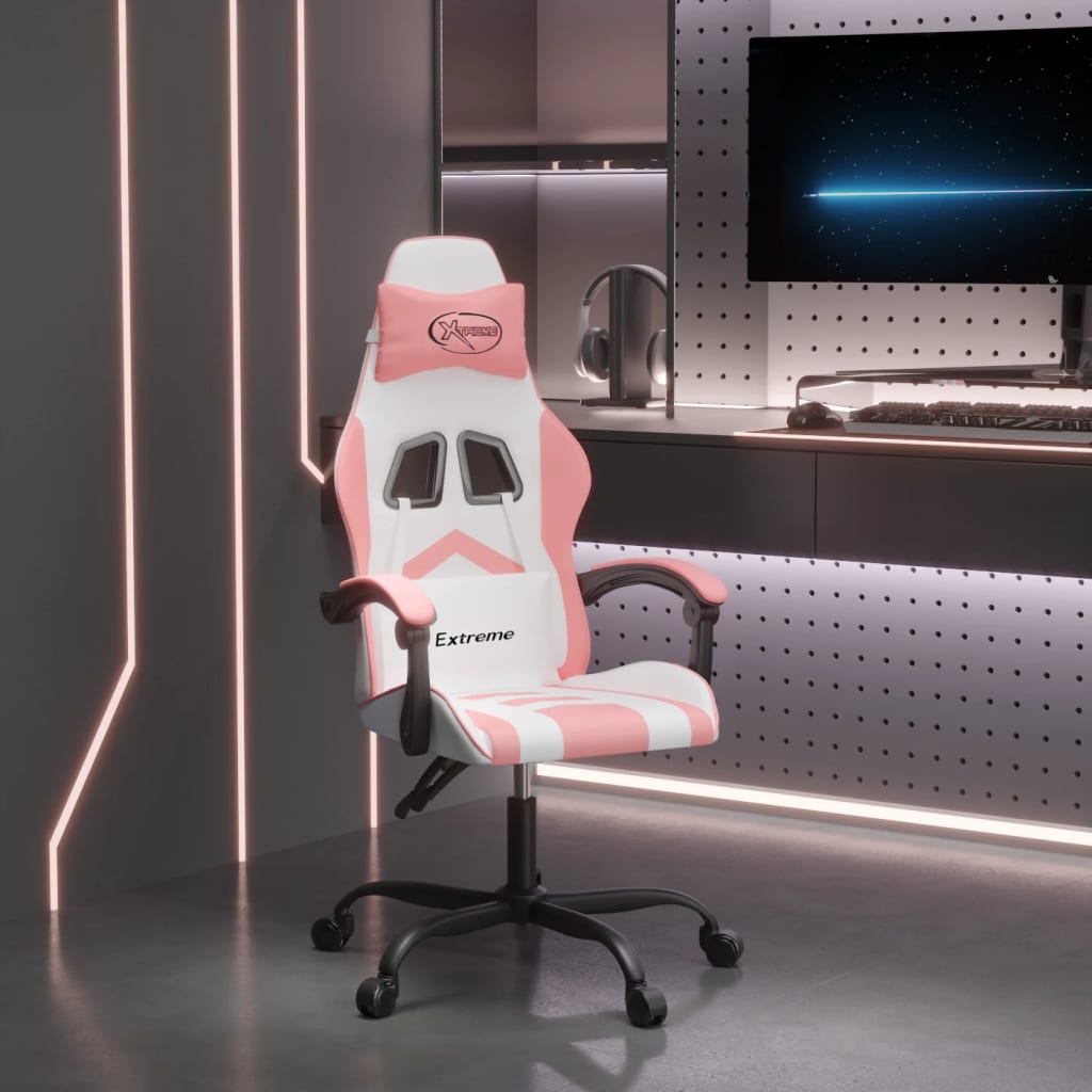 Otočná Herní Židle Černá A Bílá Umělá Kůže