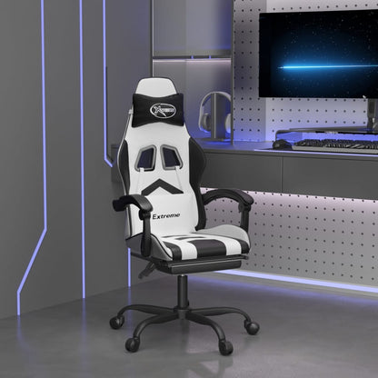 Otočná Herní Židle Černá A Bílá Umělá Kůže