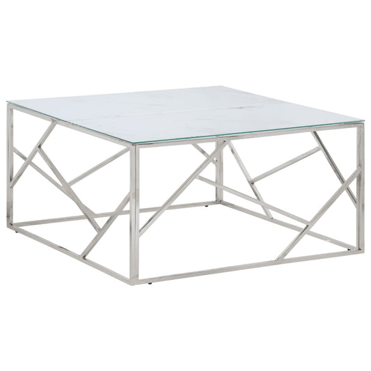 Konferenční stolek stříbrný nerezová ocel a tvrzené sklo