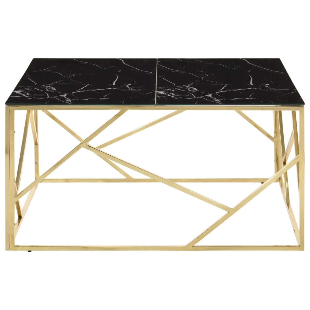 Konferenční stolek zlatý nerezová ocel a tvrzené sklo