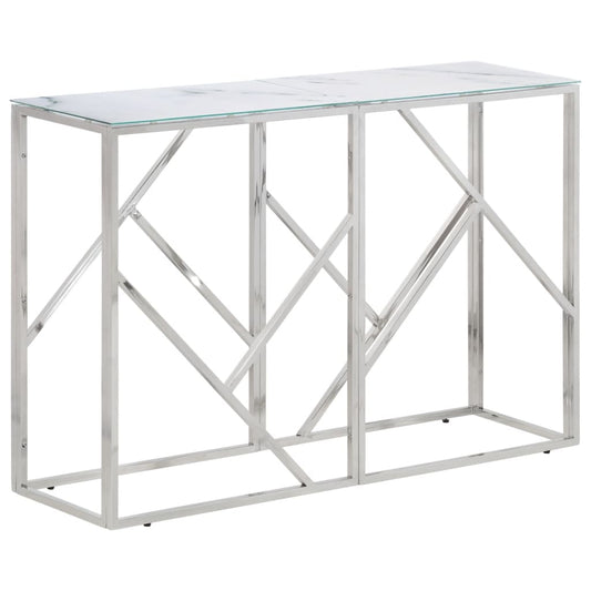 Konzolový stolek stříbrný nerezová ocel a tvrzené sklo