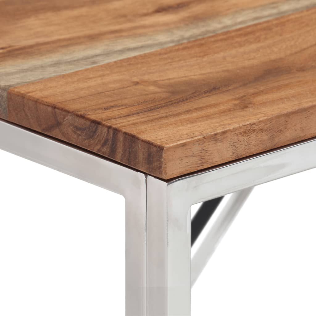Konzolový stůl stříbrný nerezová ocel a masivní akáciové dřevo