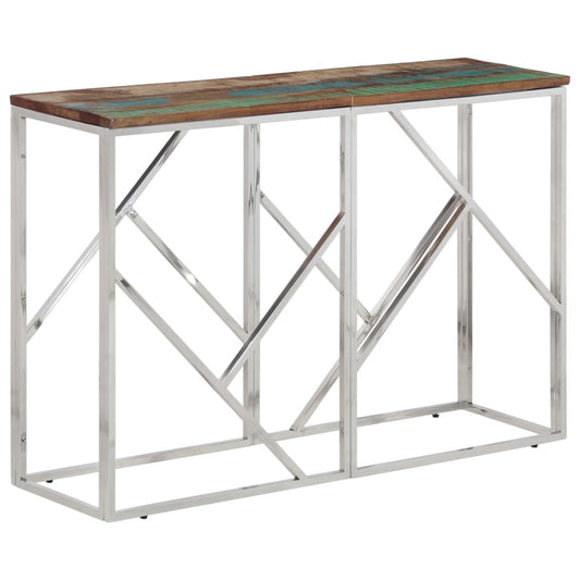 Konzolový stůl stříbrný nerez ocel a masivní recyklované dřevo
