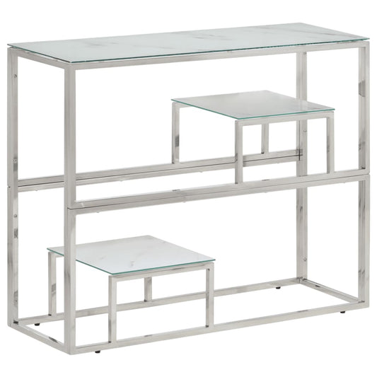 Konzolový stolek stříbrný nerezová ocel a tvrzené sklo