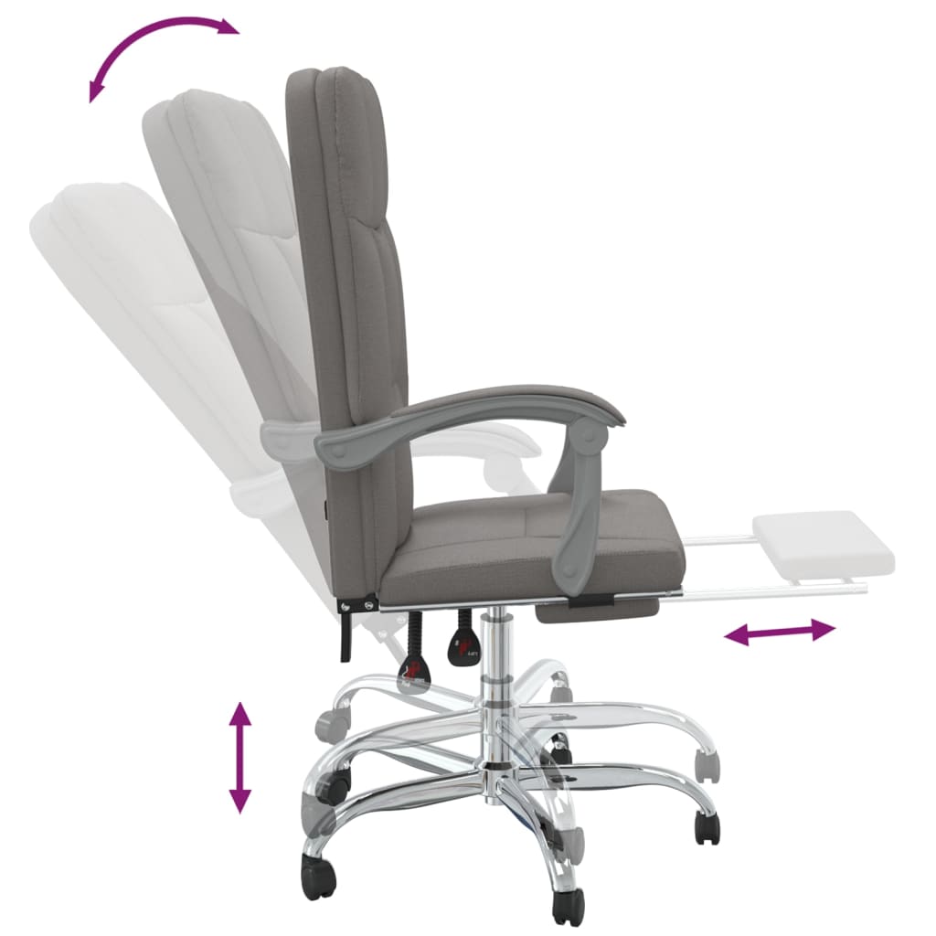 Polohovací Kancelářská Židle Taupe Textil