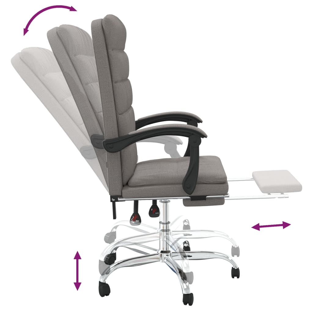 Polohovací Kancelářská Židle Taupe Textil