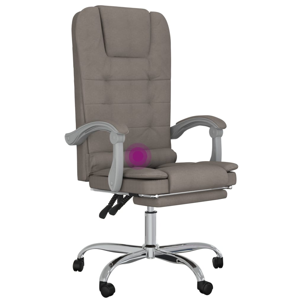 Masážní Polohovací Kancelářské Křeslo Taupe Textil