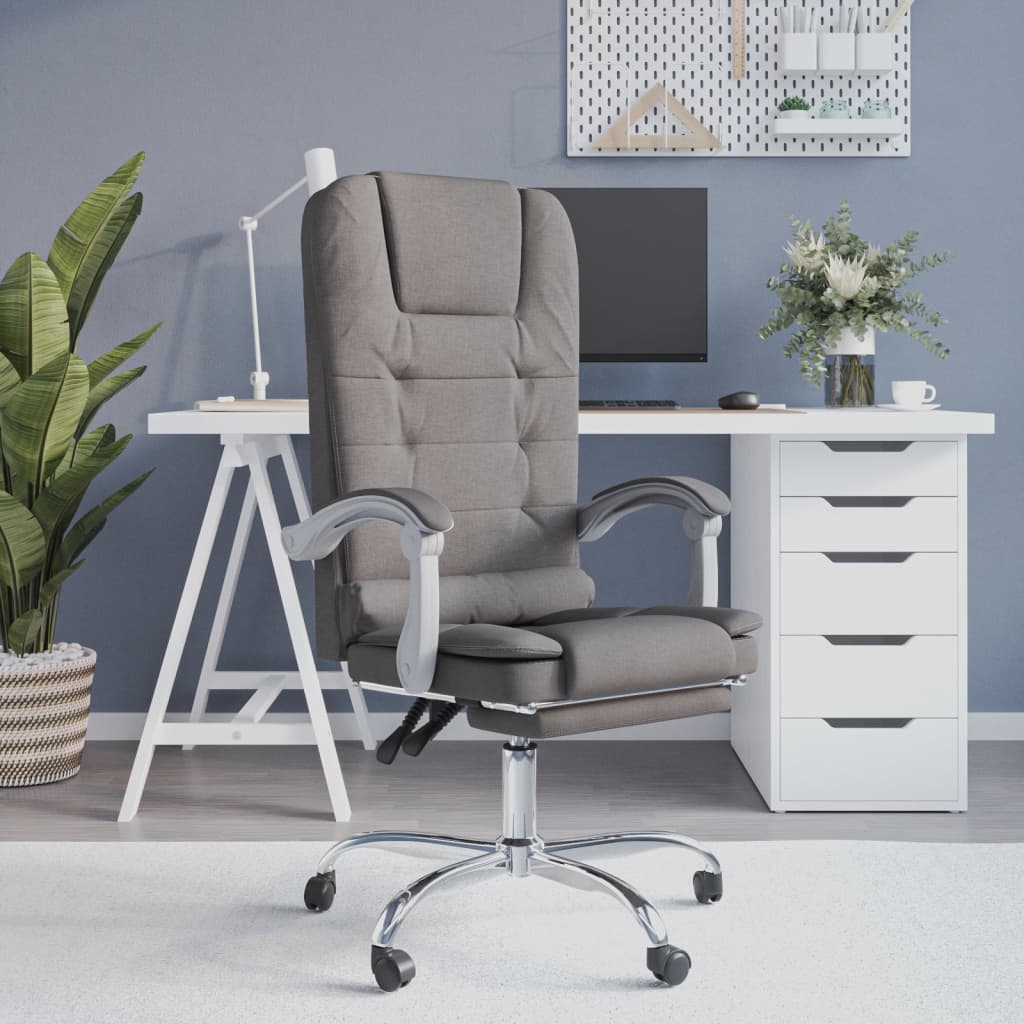 Masážní Polohovací Kancelářské Křeslo Taupe Textil