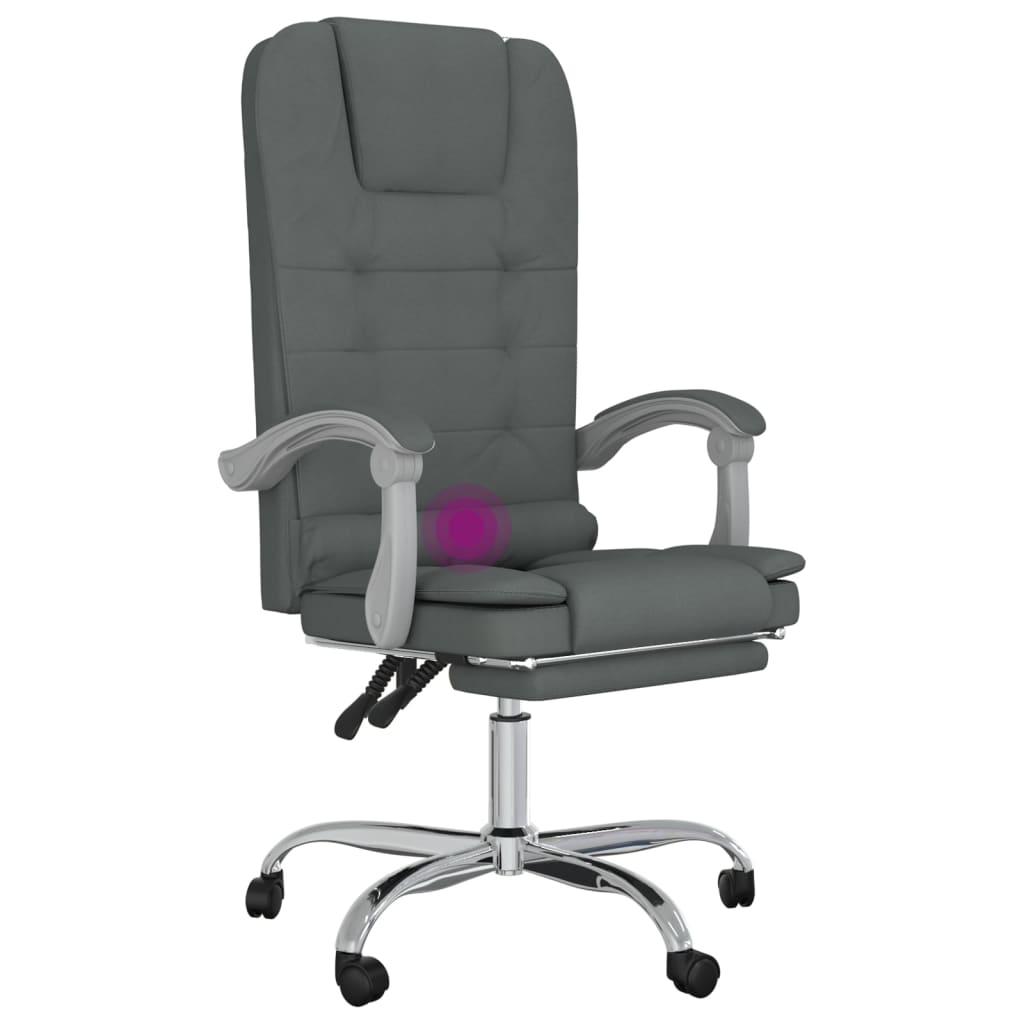 Masážní Polohovací Kancelářské Křeslo Tmavě Šedé Textil