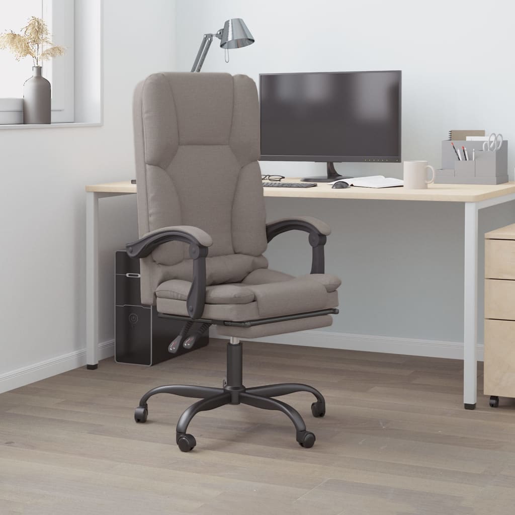Masážní Polohovací Kancelářské Křeslo Taupe Textil