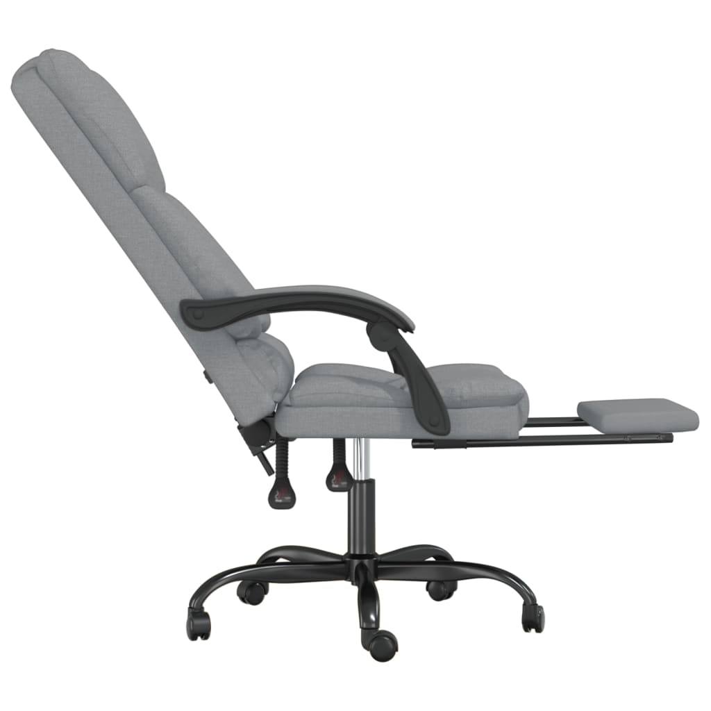 Masážní Polohovací Kancelářské Křeslo Světle Šedé Textil