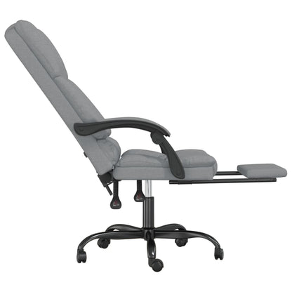 Masážní Polohovací Kancelářské Křeslo Světle Šedé Textil