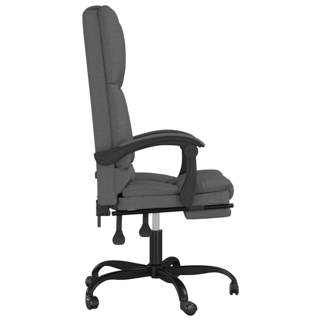 Masážní Polohovací Kancelářské Křeslo Tmavě Šedé Textil