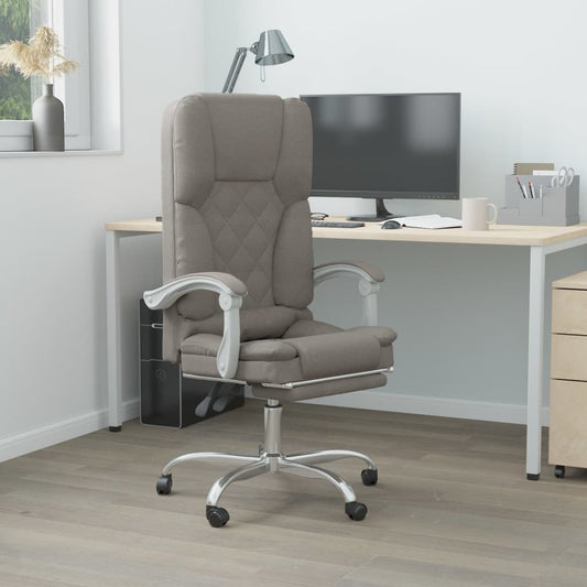 Masážní Polohovací Kancelářské Křeslo Taupe Textil