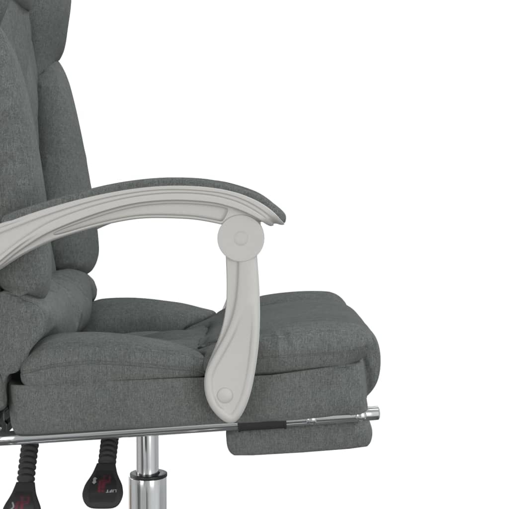 Masážní Polohovací Kancelářské Křeslo Tmavě Šedé Textil