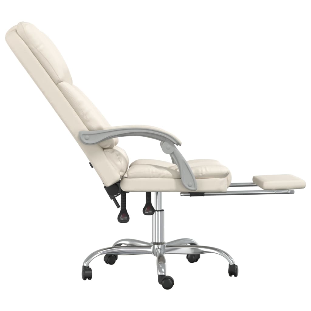 Masážní Polohovací Kancelářské Křeslo Krémové Umělá Kůže