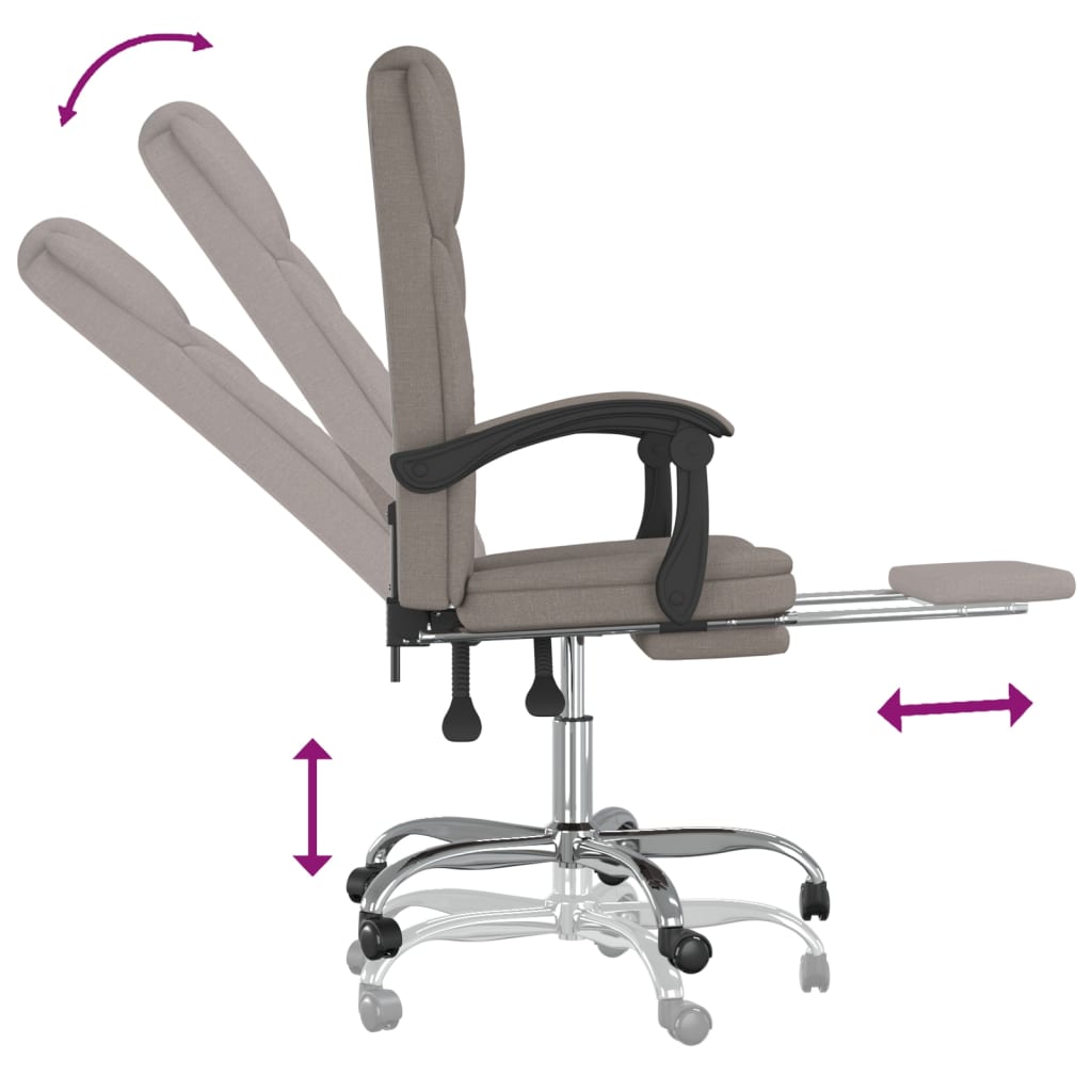 Polohovací Kancelářská Židle Taupe Textil
