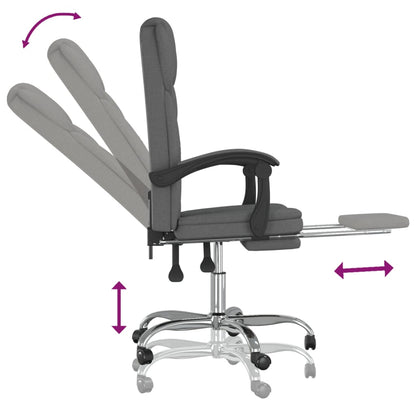 Polohovací Kancelářská Židle Tmavě Šedá Textil