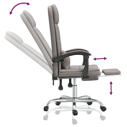 Masážní Polohovací Kancelářské Křeslo Taupe Textil