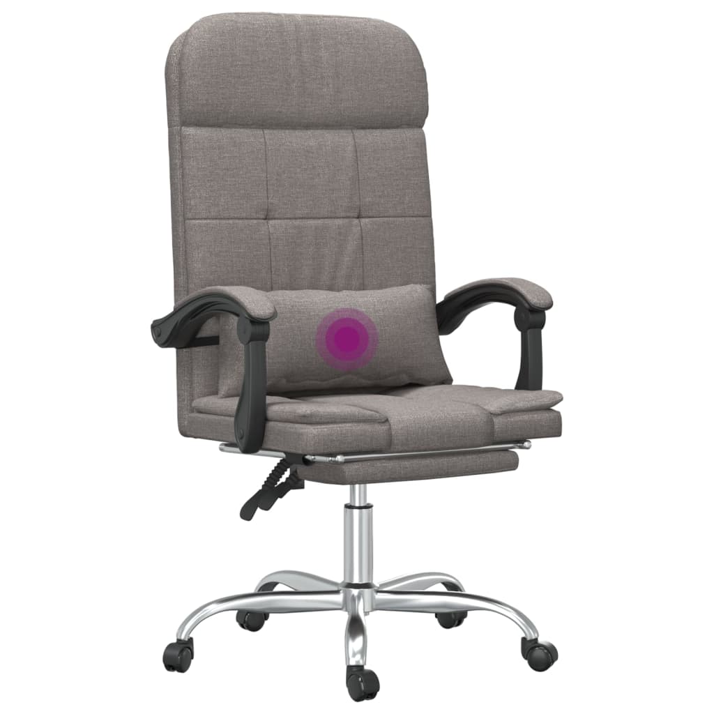 Masážní Polohovací Kancelářské Křeslo Taupe Textil