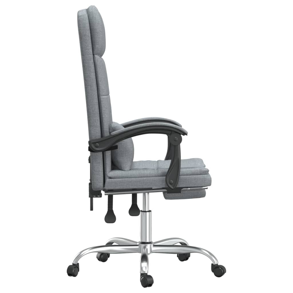 Masážní Polohovací Kancelářské Křeslo Světle Šedé Textil