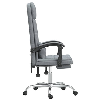 Masážní Polohovací Kancelářské Křeslo Světle Šedé Textil
