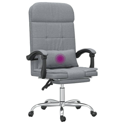 Masážní Polohovací Kancelářské Křeslo Světle Šedé Textil