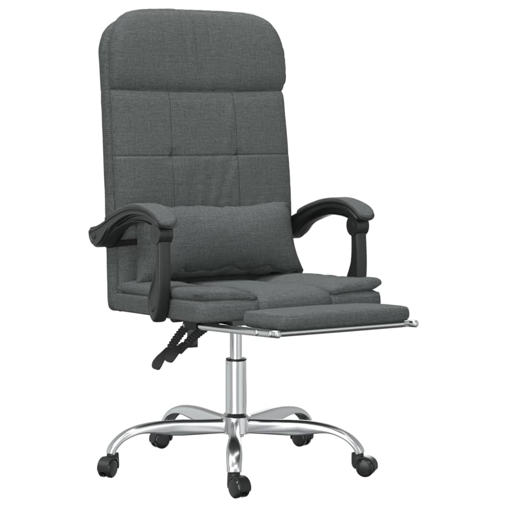 Masážní Polohovací Kancelářské Křeslo Tmavě Šedé Textil