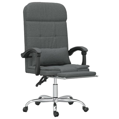 Masážní Polohovací Kancelářské Křeslo Tmavě Šedé Textil