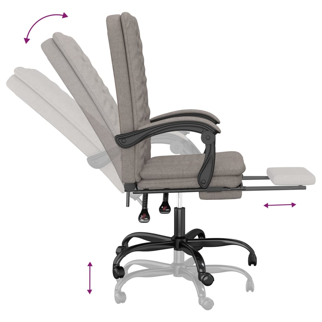 Polohovací Kancelářská Židle Taupe Textil