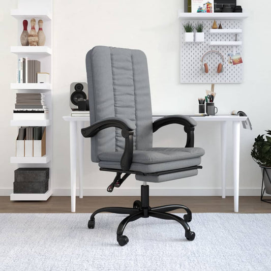 Polohovací Kancelářská Židle Světle Šedá Textil