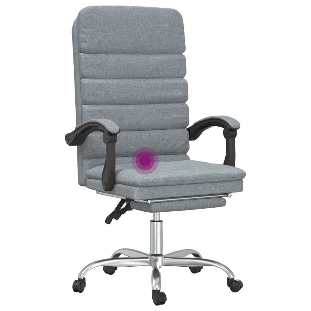 Masážní Polohovací Kancelářské Křeslo Světle Šedé Textil